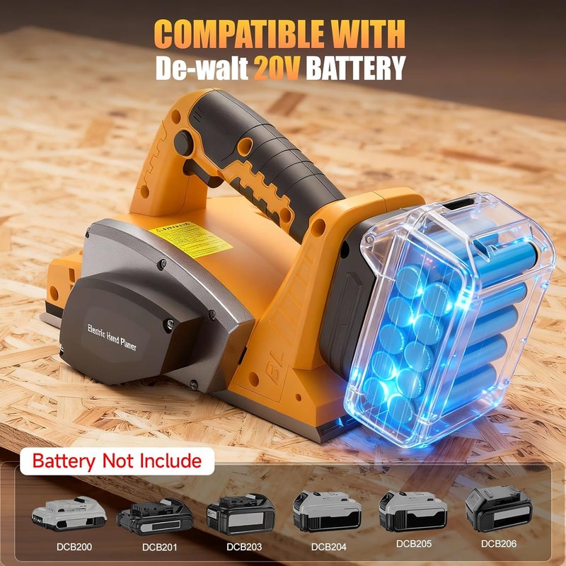 Labfintom Cordless Hand Planer for De-walt 20v Battery, 3-1/4 Inch Electric Wood Planer 15000 RPM with Depth Adjustment & Safety Lock, Brushless Motor Handheld Planer for Woodworking and Home DIY(No Battery) - Image 2